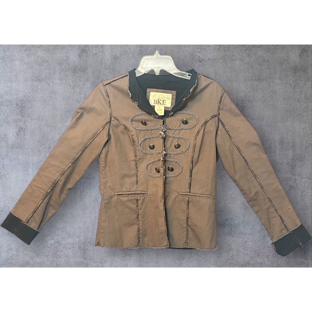 BKE Brown Military-Inspired Medium Weight Jacket w/ Button Accents Women's M - Picture 2 of 16